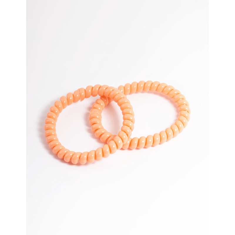 Orange Plastic Narrow Hair Spiral Pack