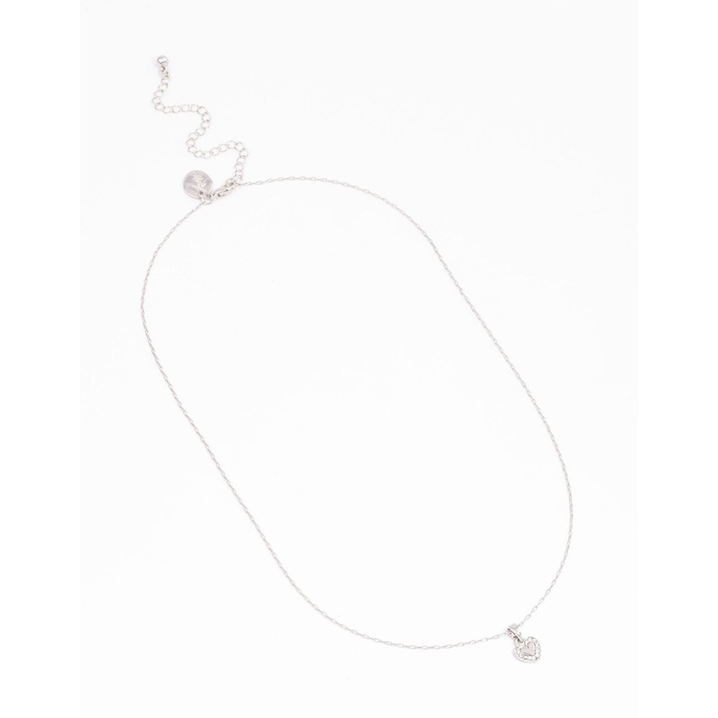 Silver Diamante Mini Heart Pendant Necklace