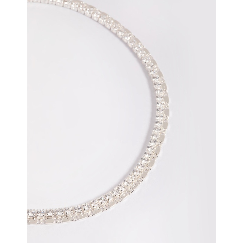 Silver Plated Brass  Cubic Zirconia Anklet