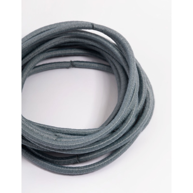 Blue Fabric Basic Thin Hair Tie 12-Pack