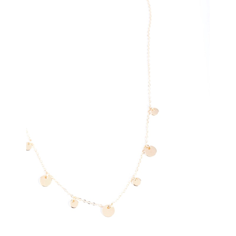 Gold Multi Disc Charm Necklace