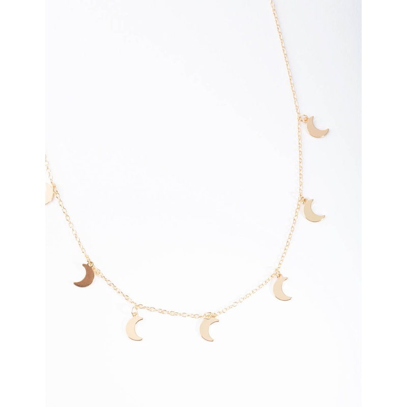 Gold Multi Moon Station Necklace
