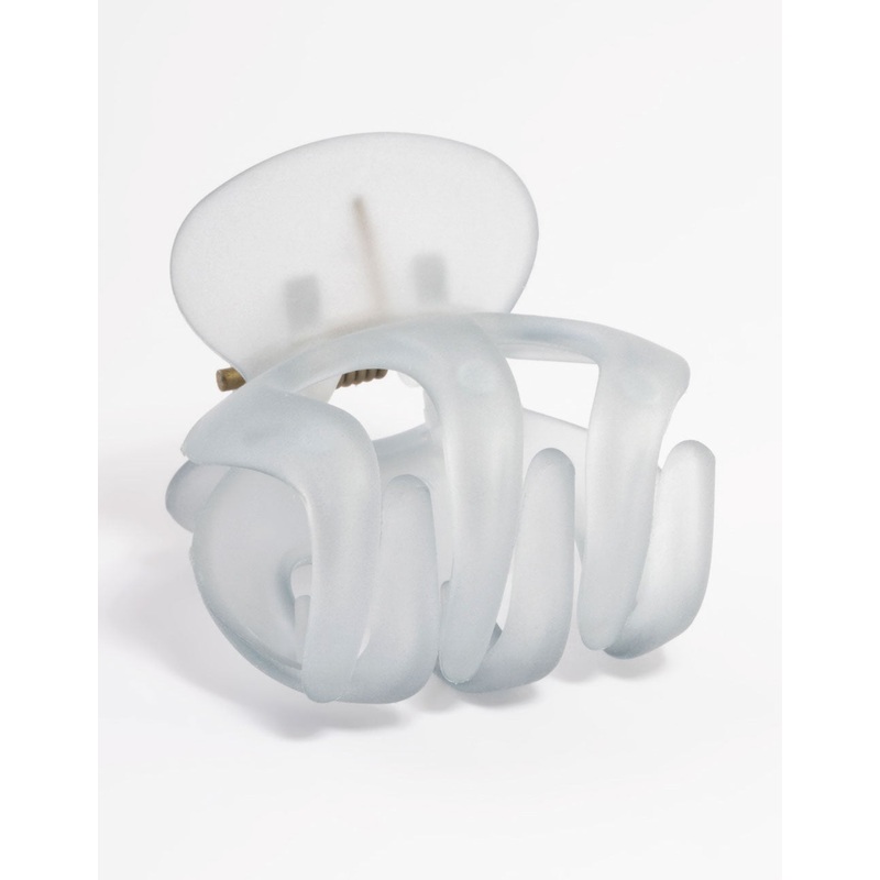 Grey Three Prong Mini Hair Claw Clip