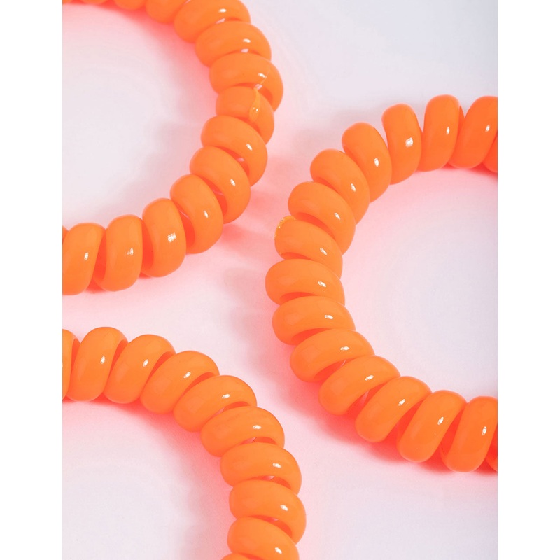 Orange Plastic Large Hair Spiral Pack