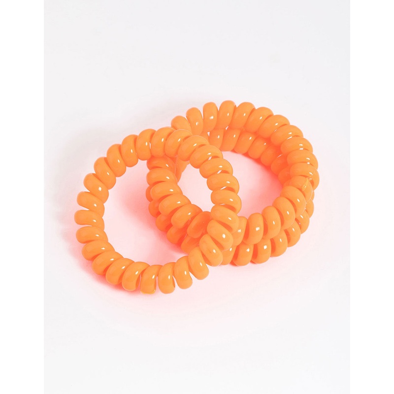 Orange Plastic Large Hair Spiral Pack