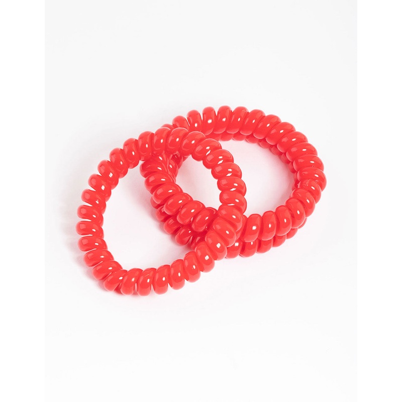 Red Plastic Large Hair Spiral Pack