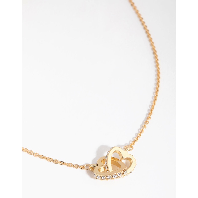 Gold Joined Heart Charm Necklace