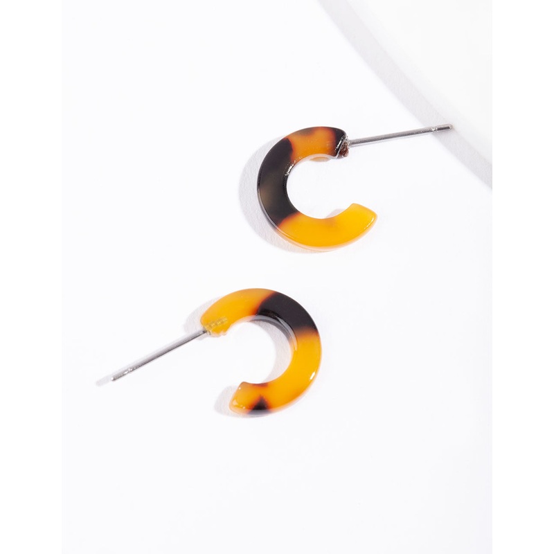 Acrylic Tort Mini Open Hoop Earrings