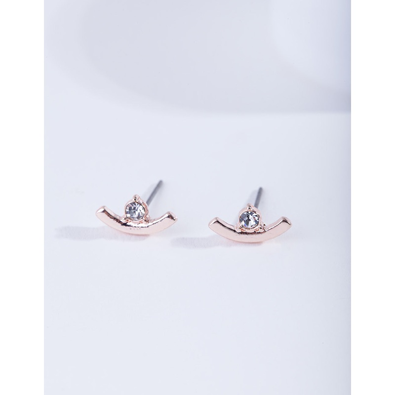 Rose Gold Curved Diamante Stud Earrings