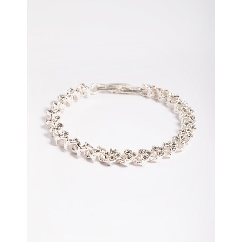 Silver Diamante Heart Clasp Bracelet