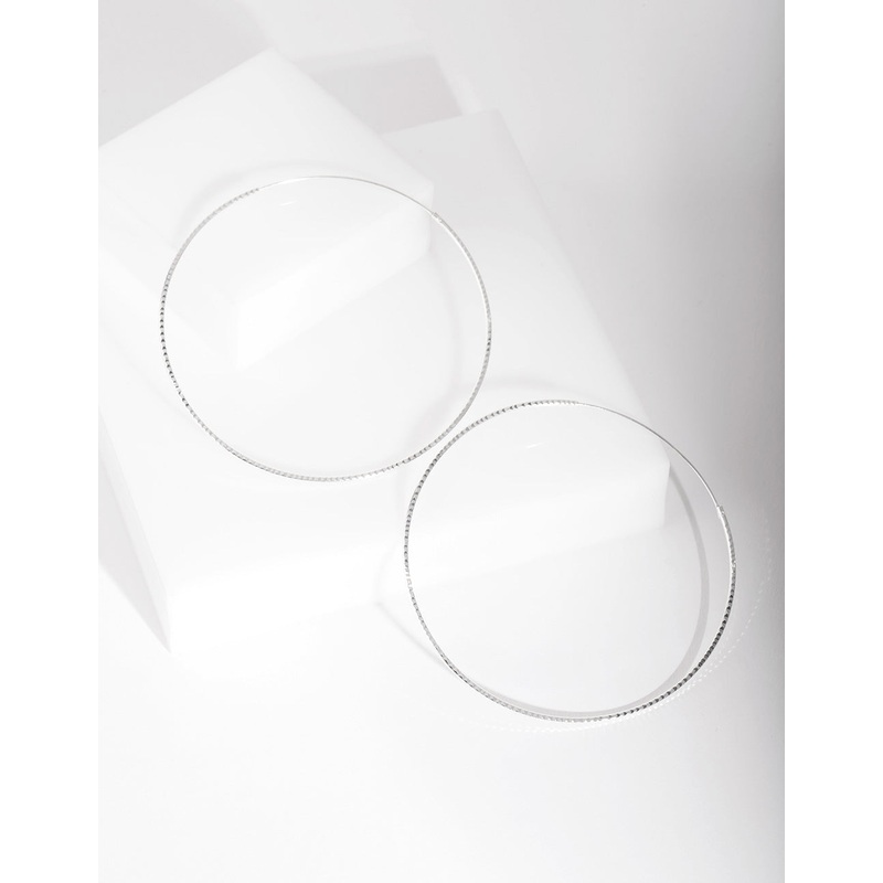 Sterling Silver 60mm Diacut Hoop Earrings