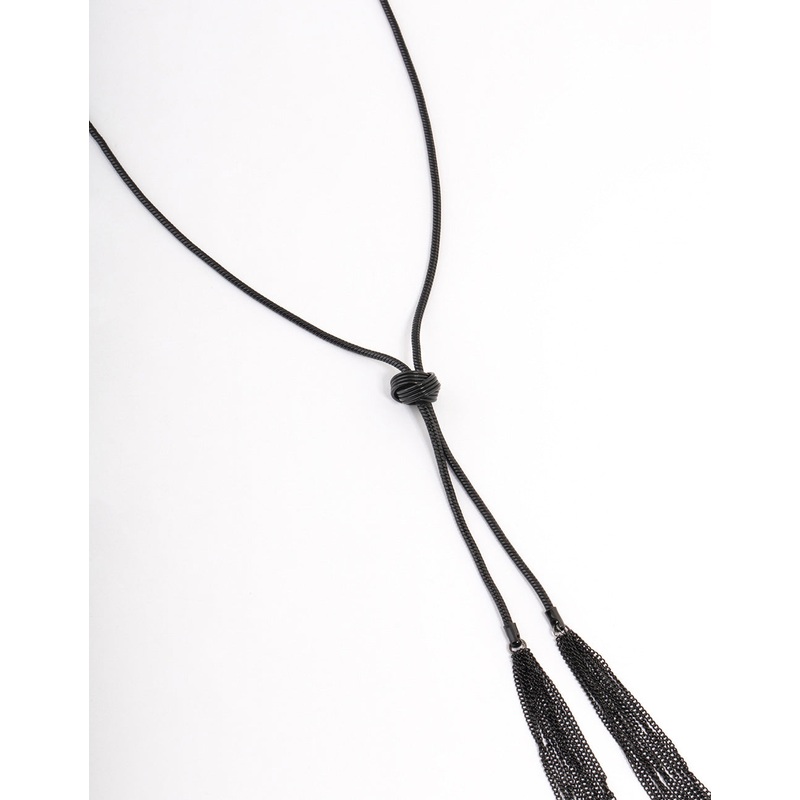 Black Long Snake Chain Knot Necklace