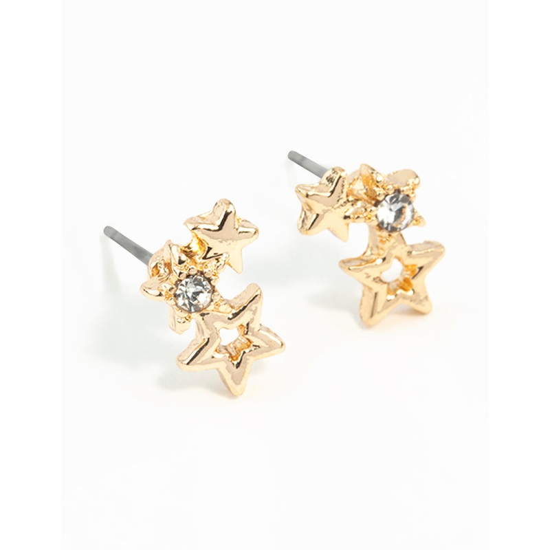 Gold Mini Star Cluster Stud Earrings