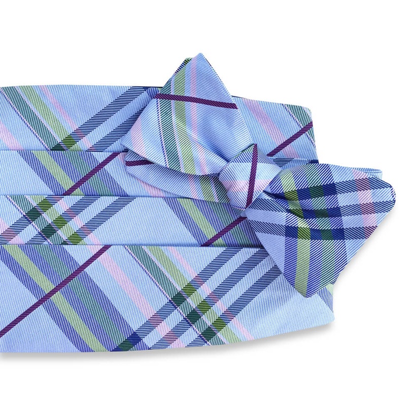 Neapolitan Plaid: Cummerbund Set – Blue