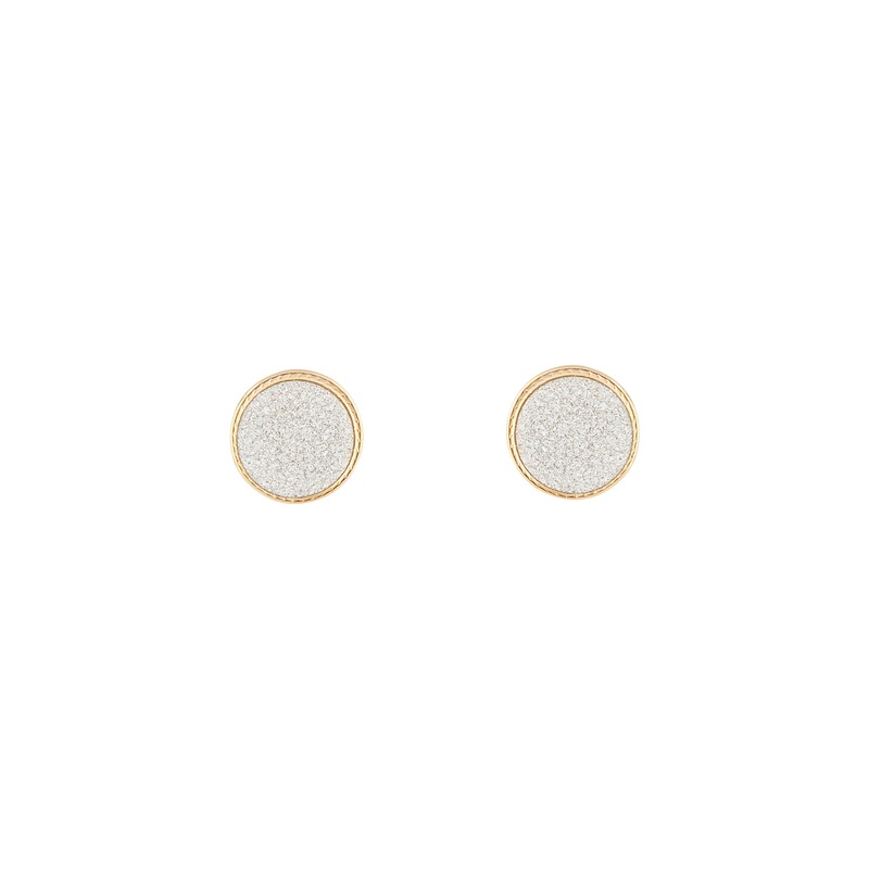 Silver Gold Glitter Inlay Disc Earrings