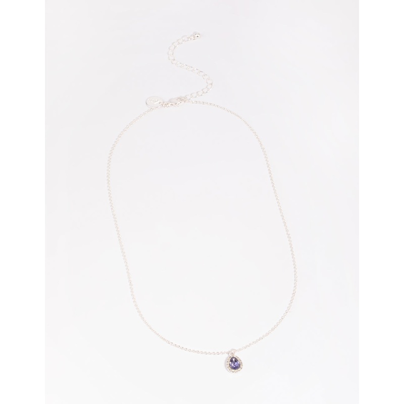 Silver Pear-Shaped Diamante Necklace