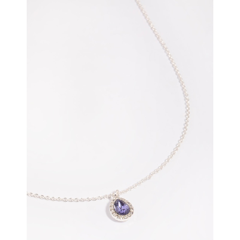 Silver Pear-Shaped Diamante Necklace