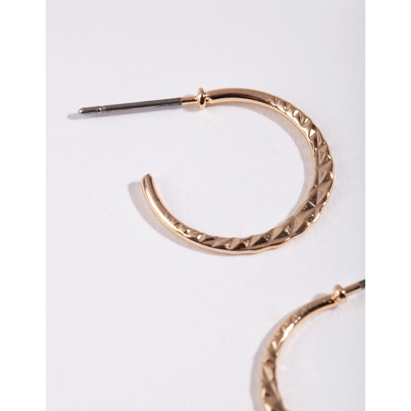 Gold 16MM Beaded Hoop Earrings