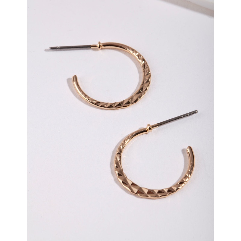 Gold 16MM Beaded Hoop Earrings