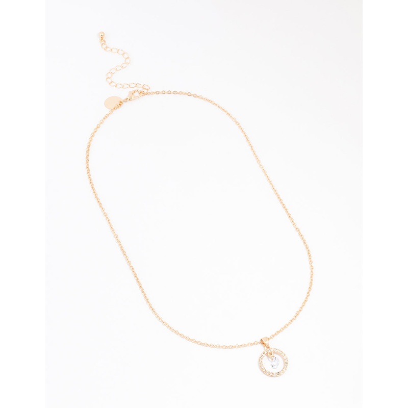 Gold Circle Diamante Necklace