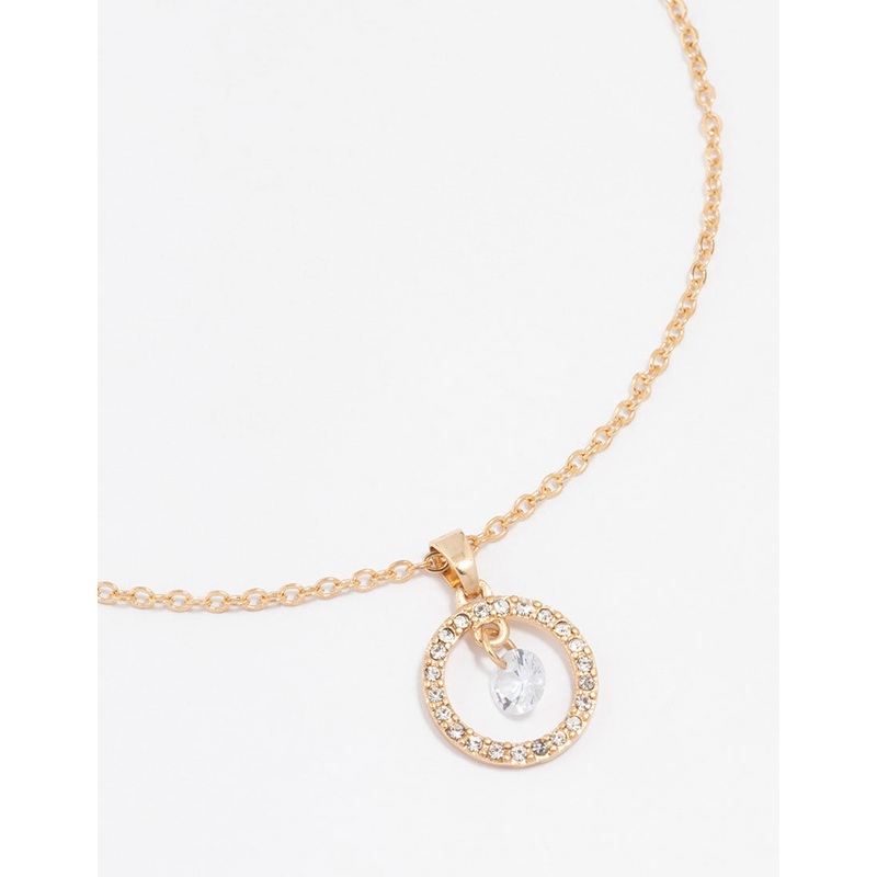 Gold Circle Diamante Necklace