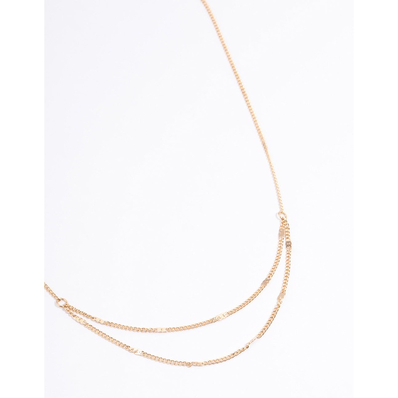 Gold Clamped Cable Double Necklace