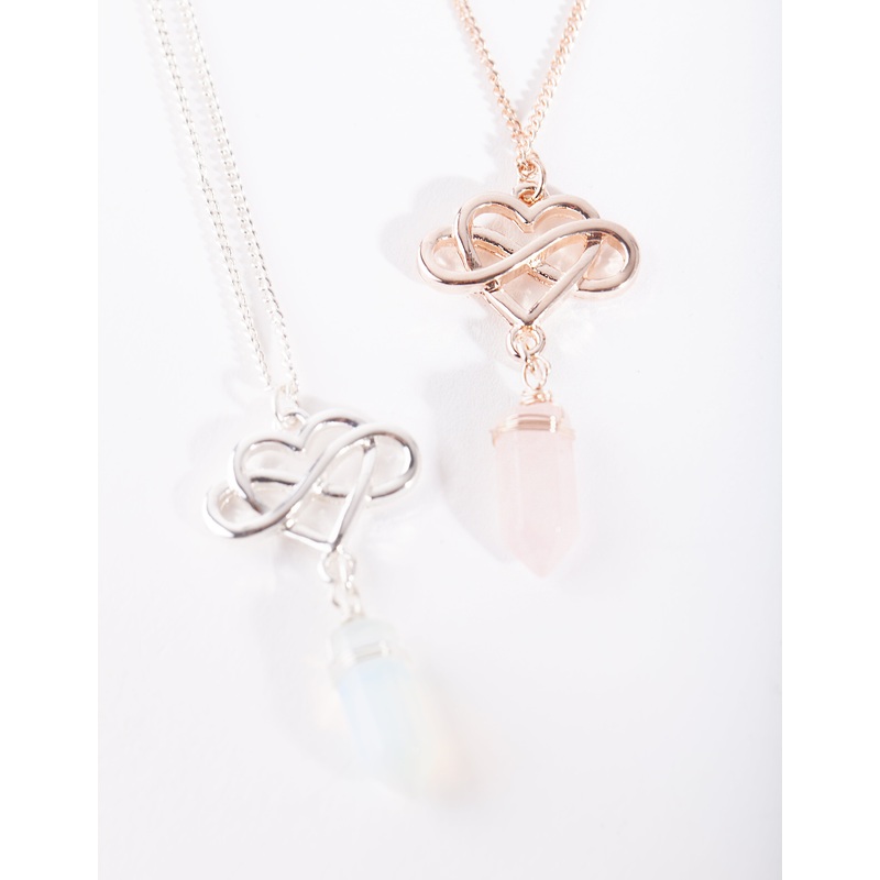 Mixed Metal Infinite Love Semi Precious Necklace Set
