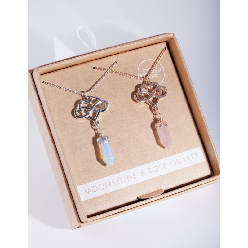 Mixed Metal Infinite Love Semi Precious Necklace Set