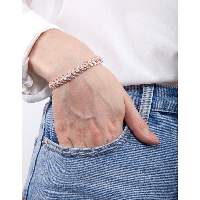 Rose Gold Diamond Simulant Petal Bracelet