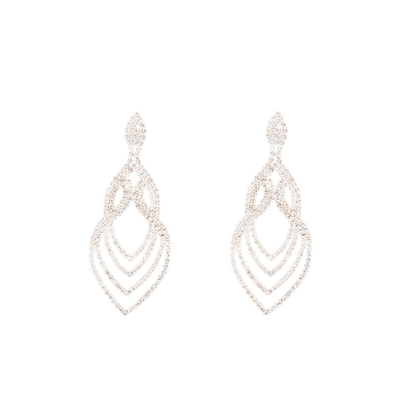 Silver Layered Tier Drop Earrings