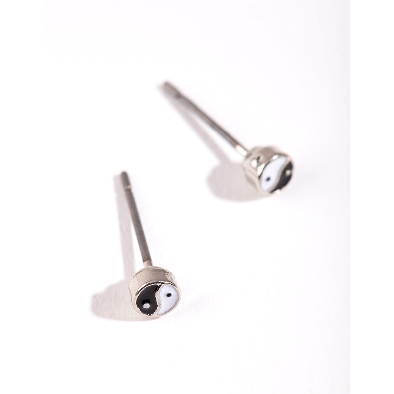 Silver Mini Yin-Yang Stud Earrings