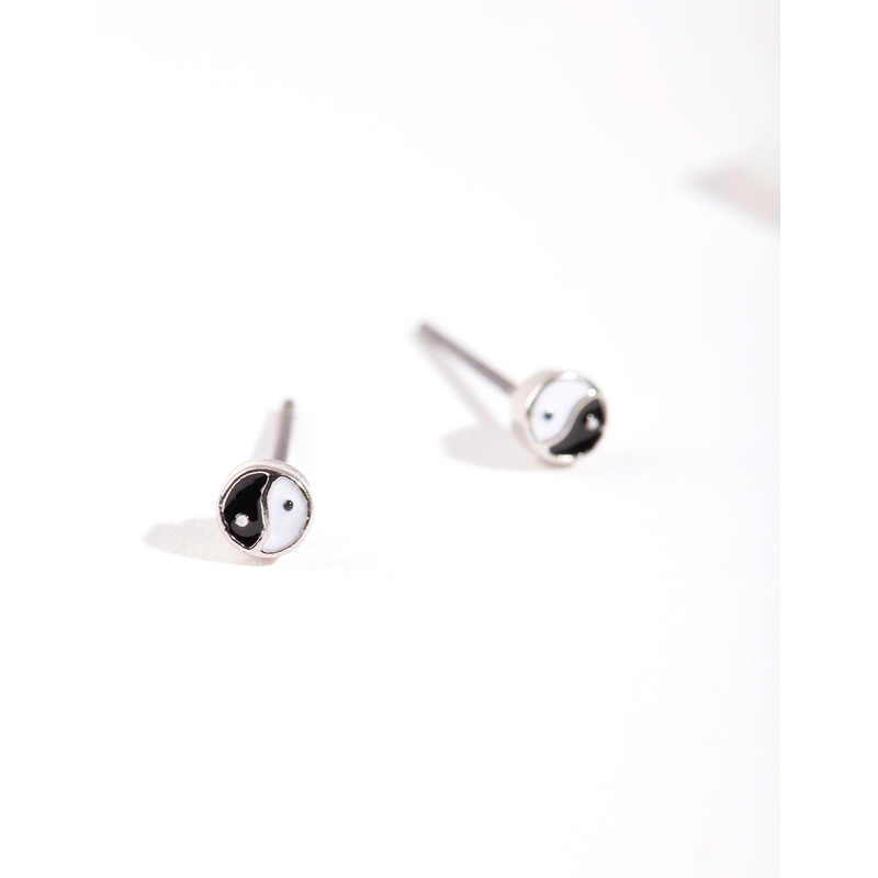 Silver Mini Yin-Yang Stud Earrings