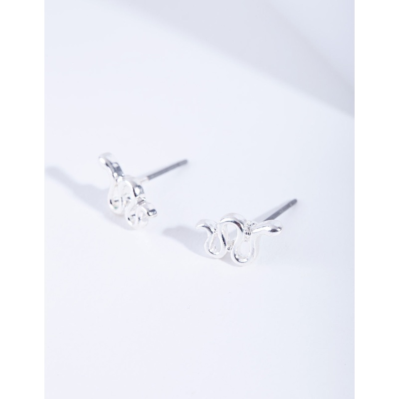 Silver Snake Stud Earrings