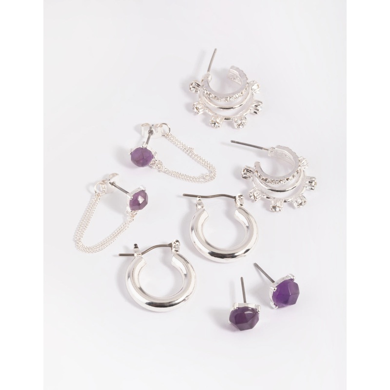Amethyst Shard Earring Stack Pack