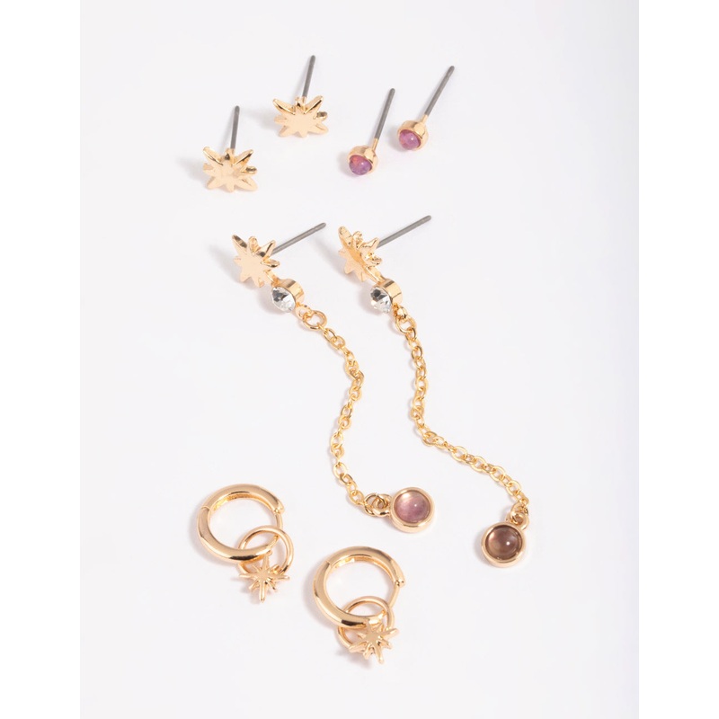 Amethyst Star Earring Stack Pack