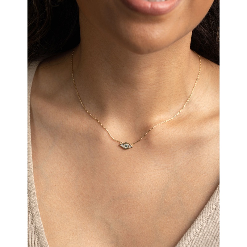 Gold Plated Brass Evil Eye Pendant Necklace
