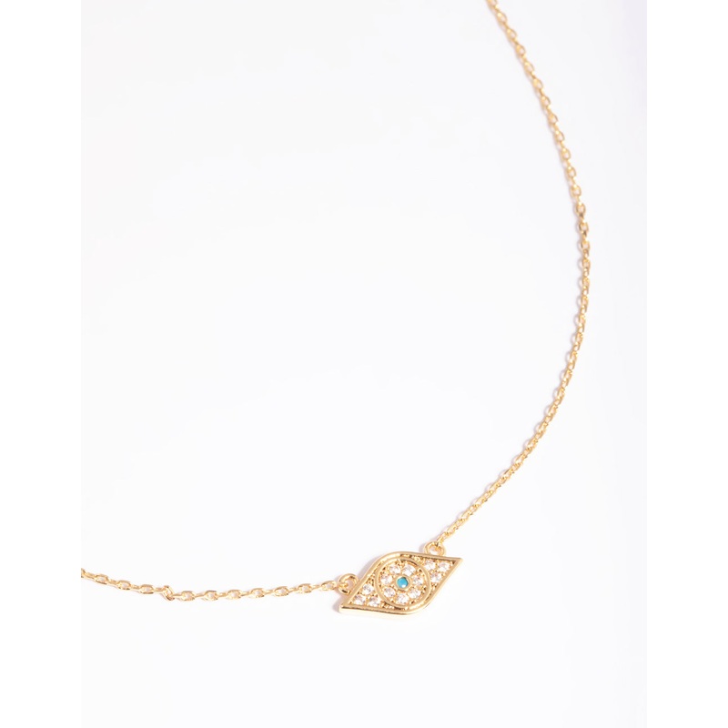 Gold Plated Brass Evil Eye Pendant Necklace