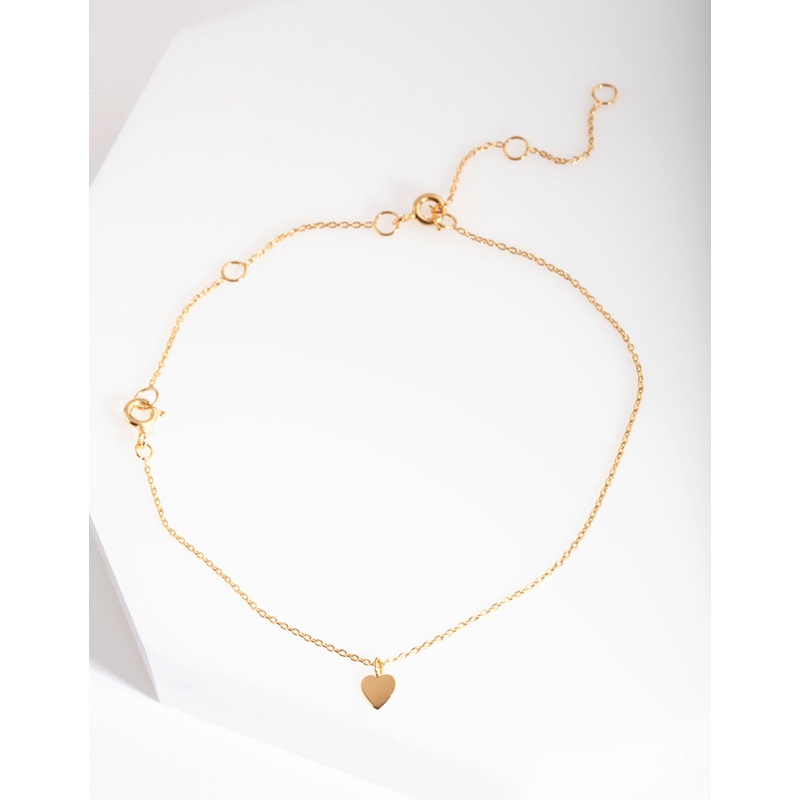Gold Plated Sterling Silver Small Heart Anklet Bracelet