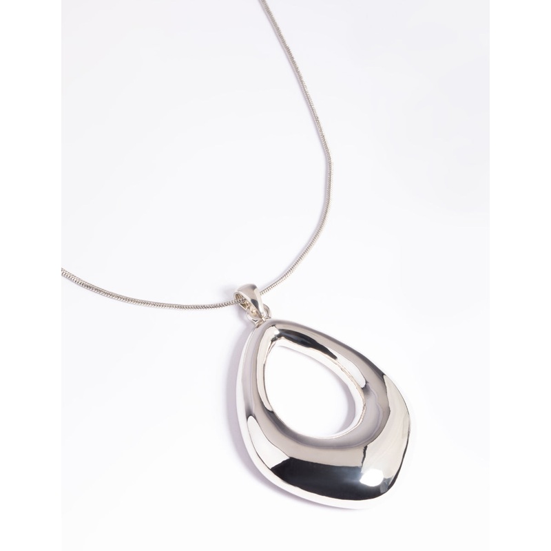 Silver Open Circle Long Necklace