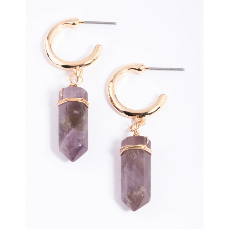 Amethyst Shard Hoop Earrings
