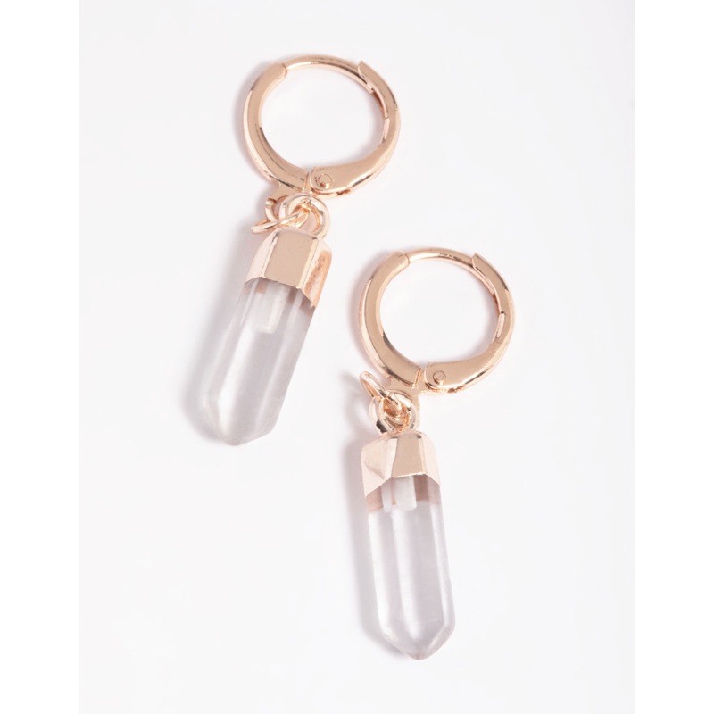Clear Quartz Huggie Hoop Earrings