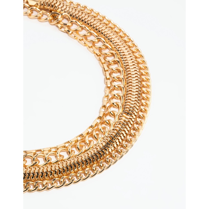 Gold Mixed Chain Layered Necklace