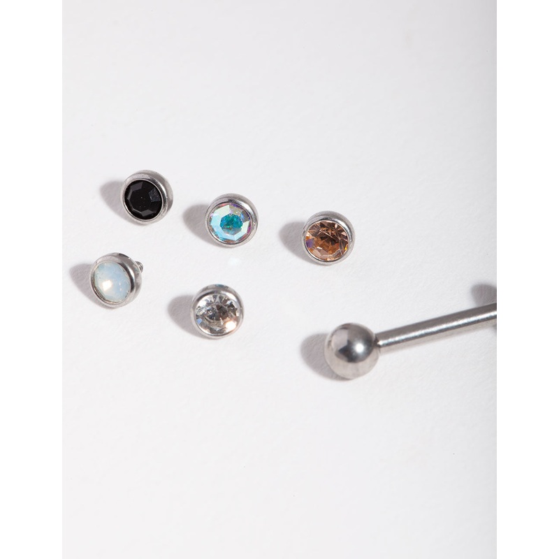 Surgical Steel Diamante Flat Back 6-Pack