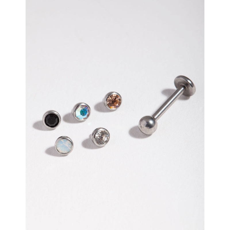 Surgical Steel Diamante Flat Back 6-Pack