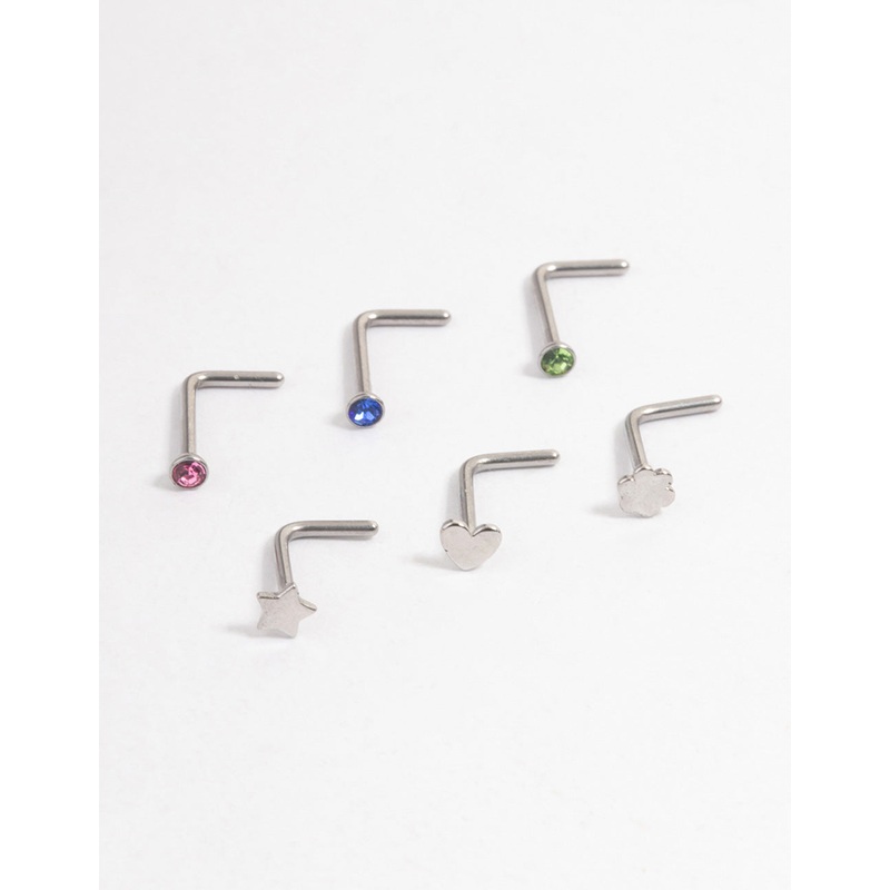 Surgical Steel Heart & Star Nose 6-Pack