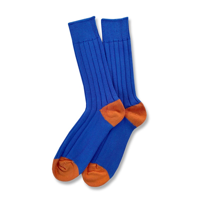 Wide Wale: Blue/Orange – Cushioned Combed Cotton