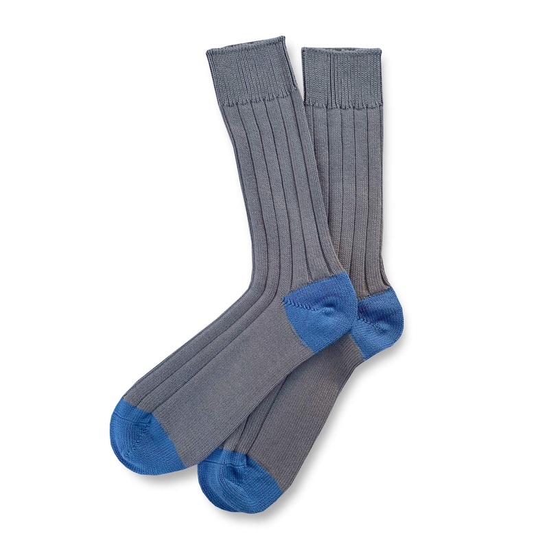 Wide Wale: Gray/Blue – Cushioned Combed Cotton