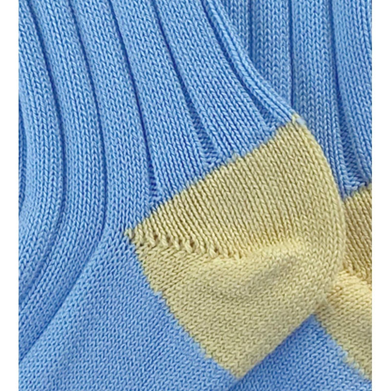 Wide Wale: Light Blue/Yellow – Cushioned Combed Cotton
