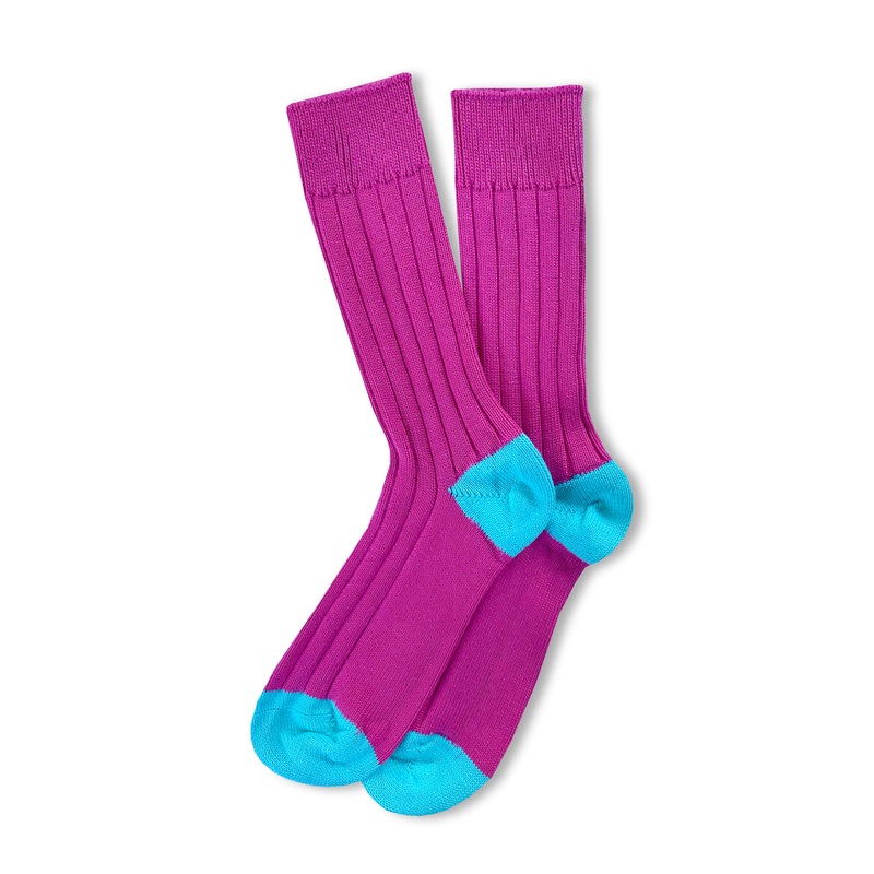 Wide Wale: Magenta/Turquoise – Cushioned Combed Cotton