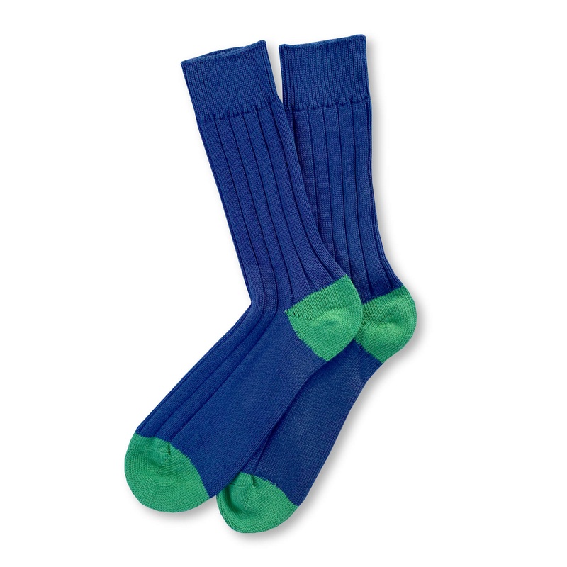 Wide Wale: Mid-Blue/Green – Cushioned Combed Cotton